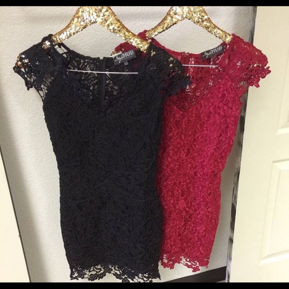 Red Lace Dress- Sheer Back